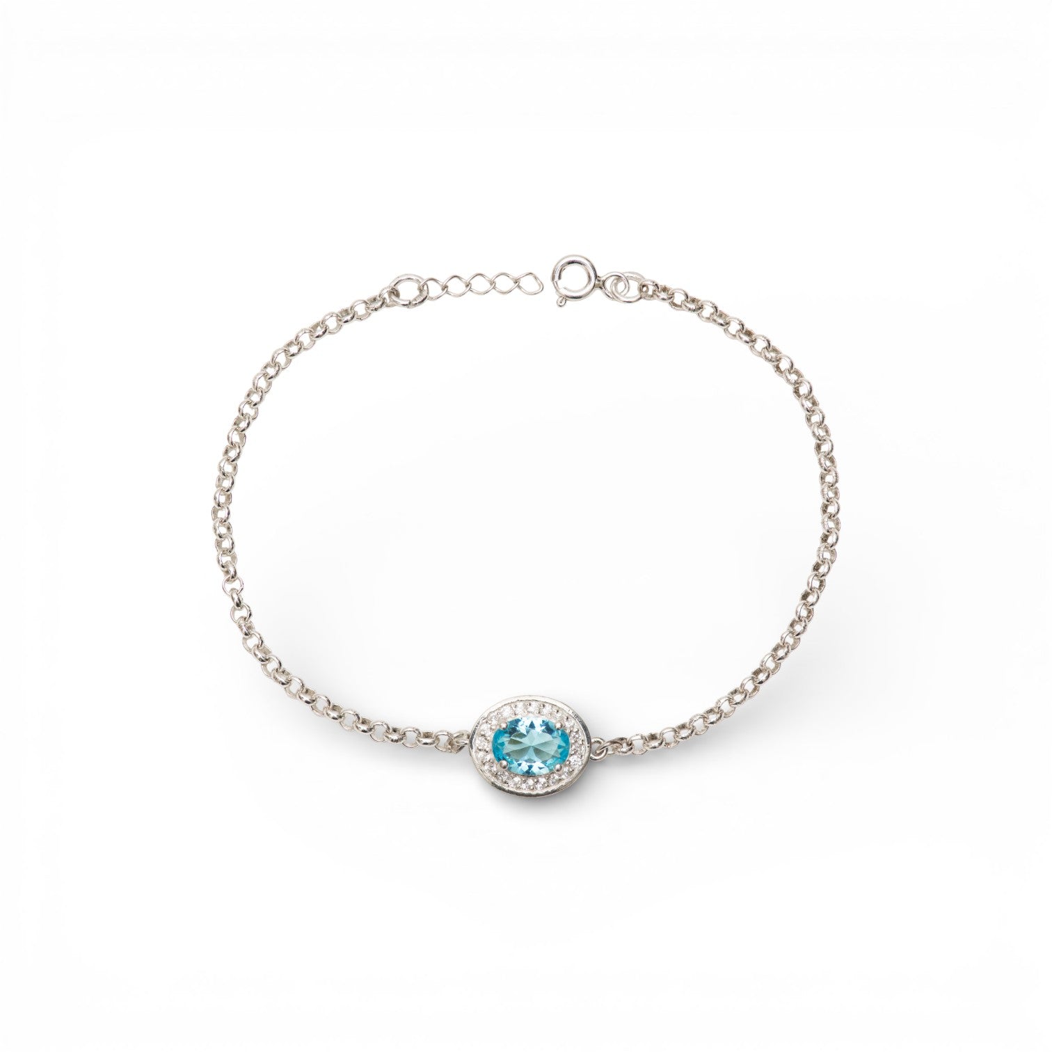 Halo Topaz Station Bracelet