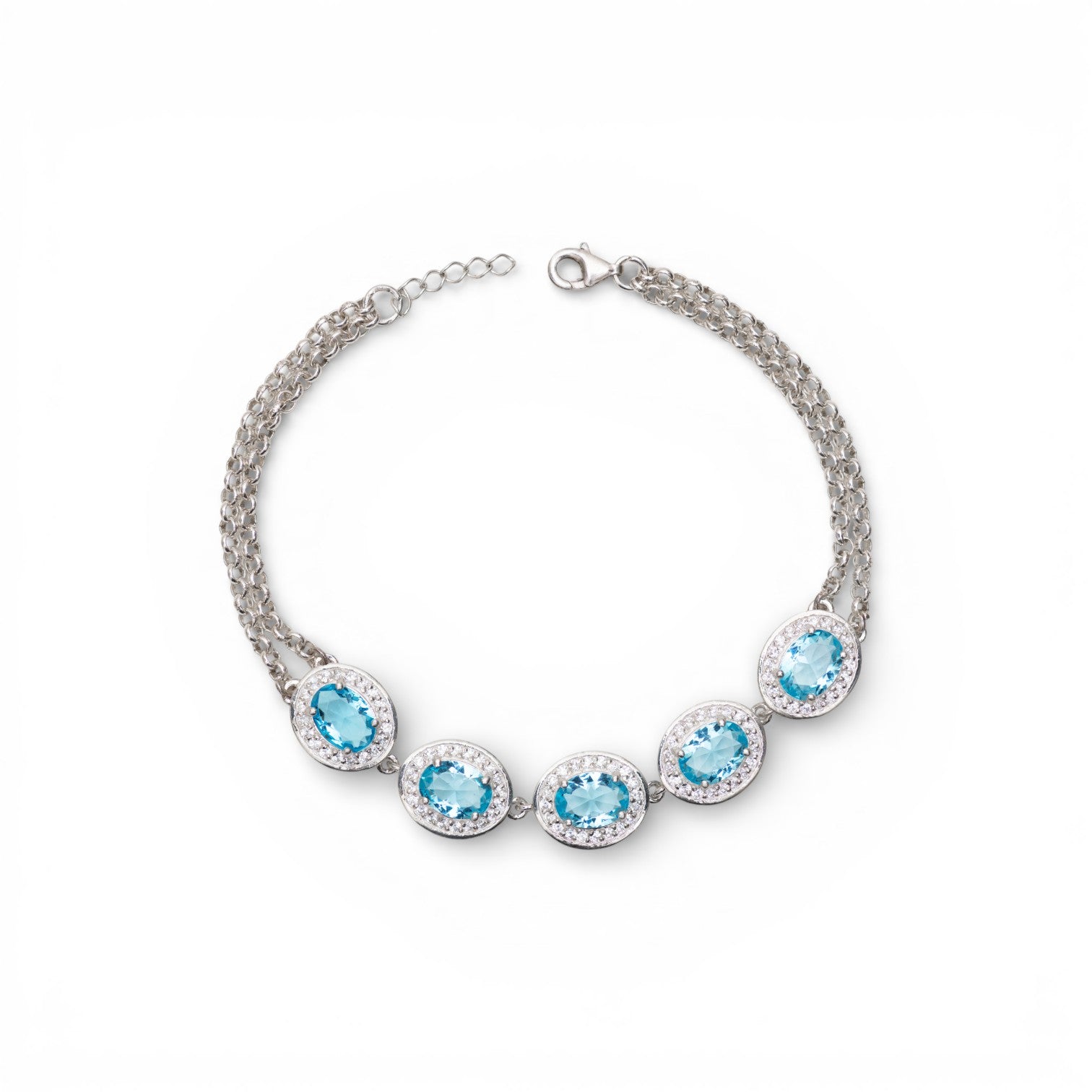 Halo Topaz Five-Stone Bracelet