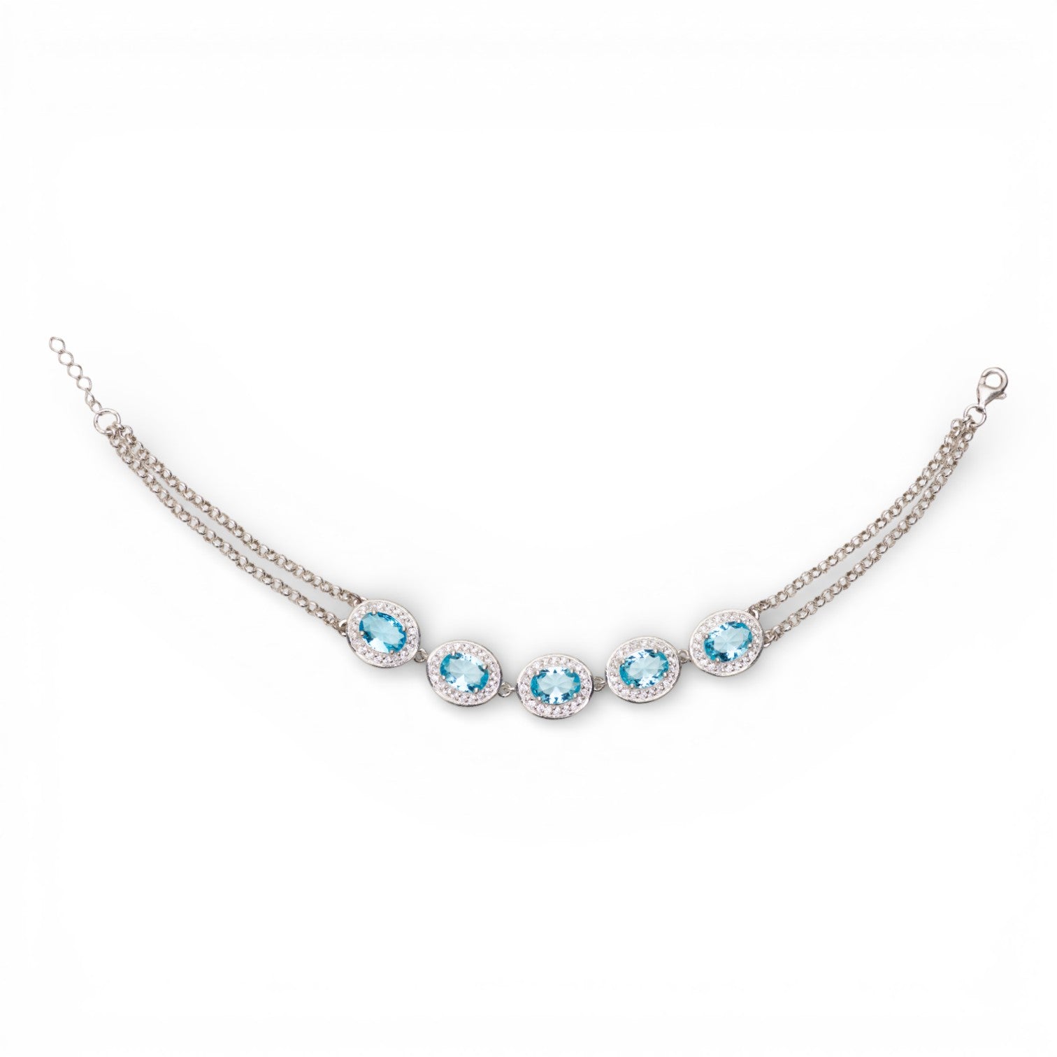 Halo Topaz Five-Stone Bracelet